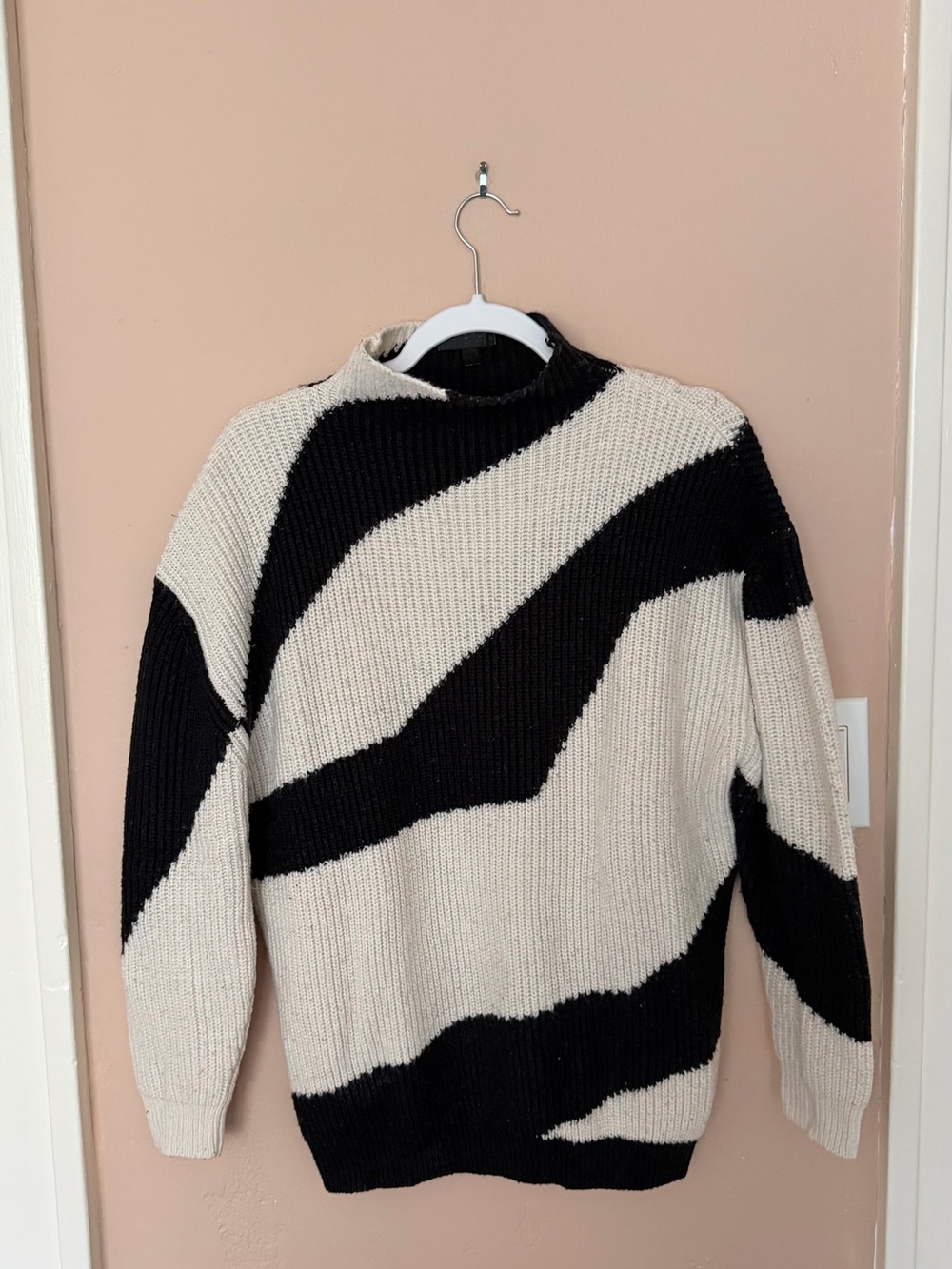 Topshop Black & Cream Diagonal Stripe Knit Sweater